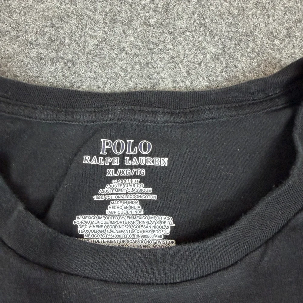 Polo Ralph Lauren Mens XL Black Classic Fit Cotton Crewneck Tee Red Pony Logo